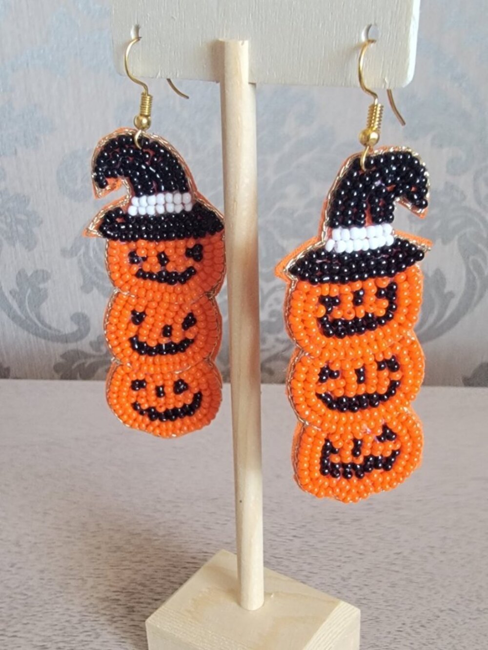 Stacked Jack Black Hallowenn Seed Bead Earrings